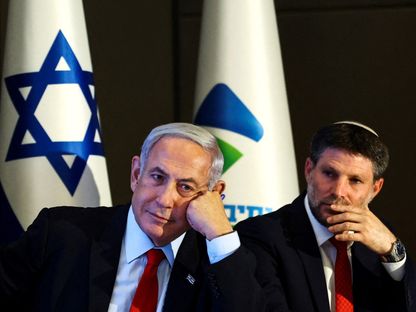 رئيس الوزراء الإسرائيلي بنيامين نتنياهو ووزير المالية بتسلئيل سموتريتش يحضران مؤتمراً صحفياً في القدس. 30 يوليو 2023 - REUTERS