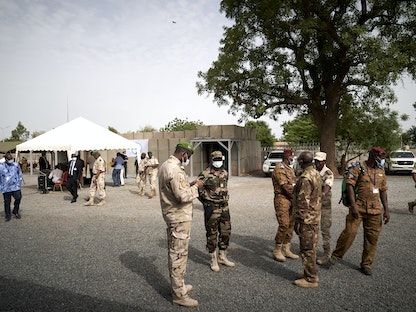 جنود من القوات المشتركة لمجموعة الساحل خلال تدشين مقر قيادة القوات الجديد في العاصمة المالية باماكو 3 يونيو 2020 - AFP