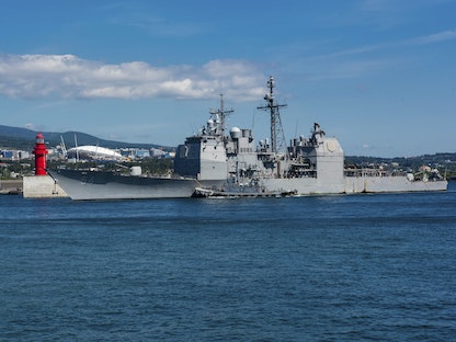 سفينة حربية تابعة للبحرية الأمريكية تعبر مضيق تايوان في 22 أكتوبر 2018 - AFP