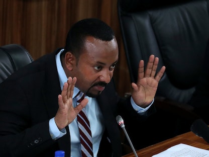 رئيس الوزراء الإثيوبي آبي أحمد خلال كلمة أمام البرلمان - 22 أكتوبر 2019 - REUTERS