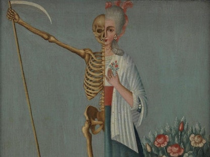 لوحة لفنان مجهول تعبّر عن فكرة الحياة والموت اللذان يجتمعان في الإنسان - rubinmuseum.org