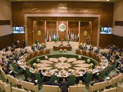 اجتماع سابق لوزراء الخارجية العرب في مقر جامعة الدول العربية بالقاهرة - 8 فبراير 2021 - AFP