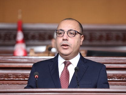 هشام المشيشي رئيس الحكومة التونسية أثناء إلقاء كلمته أمام مجلس النواب - صفحة مجلس النواب التونسي على "فيسبوك"