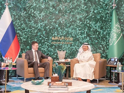 وزير الطاقة السعودي الأمير عبد العزيز بن سلمان يلتقي نائب رئيس الوزراء الروسي ألكسندر نوفاك في الرياض. 16 مارس 2023 - "واس"
