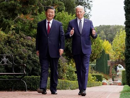 الرئيس الأميركي جو بايدن خلال لقائه مع نظيره الصيني شي جين بينج على هامش  قمة منتدى التعاون الاقتصادي لآسيا والمحيط الهادئ (أبيك) بمدينة سان فرانسيسكو بولاية كاليفورنيا. 15 نوفمبر 2023 - REUTERS