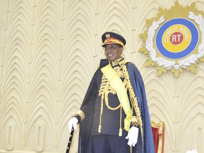 رئيس تشاد إدريس ديبي يُرقى رسمياً لرتبة مارشال خلال حفل أقيم في الجمعية الوطنية (البرلمان) في نجامينا - 11 أغسطس 2020 - AFP