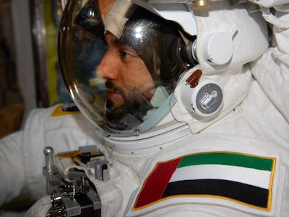 رائد الفضاء الإماراتي سلطان النيادي قبل مغادرته محطة الفضاء الدولية. 28 أبريل 2023 - Twitter@Astro_Alneyadi