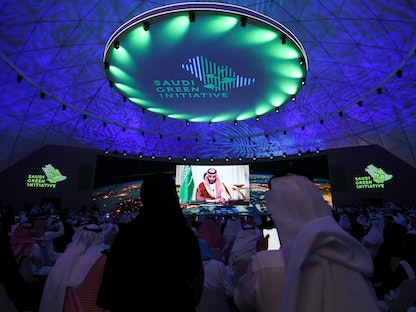 كلمة ولي العهد السعودي الأمير محمد بن سلمان خلال منتدى المبادرة السعودية الخضراء - الرياض - 23 أكتوبر 2021 - REUTERS