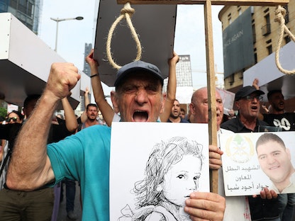 احتجاجات في العاصمة اللبنانية خلال الذكرى السنوية الثانية لانفجار مرفأ بيروت - 4 أغسطس 2022 - REUTERS