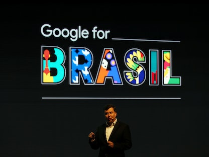 رئيس Google في البرازيل فابيو كويلو، أثناء حضوره مناسبة "Google for Brasil" في ساو باولو، البرازيل - 22 مارس 2017 - REUTERS