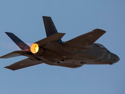 طائرة إسرائيلية من طراز F35 خلال تمرين "العلم الأزرق" في قاعدة عوفدا الجوية. 11 نوفمبر 2019  - REUTERS