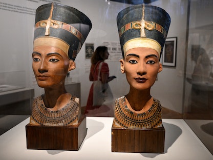 جانب من معرض "الفراعنة النجوم" في متحف الحضارات الأوروبية بمدينة مرسيليا جنوب فرنسا - 20 يونيو 2022 - AFP