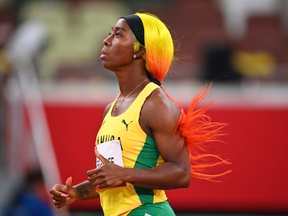 الجامايكية فريزر في نصف نهائي سباق 100 متر بأولمبياد طوكيو - REUTERS