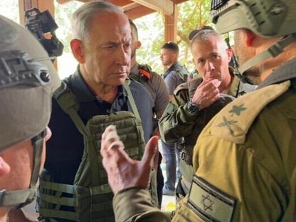 رئيس الوزراء الإسرائيلي بنيامين نتنياهو يزور حدود قطاع غزة. 14 أكتوبر 2023 - GPO