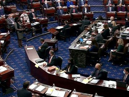 إحدى جلسات مجلس الشيوخ الأميركي في العاصمة واشنطن. 9 فبراير 2021 - REUTERS