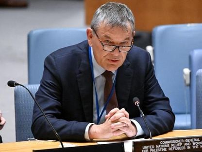 المفوض العام للأونروا فيليب لازاريني متحدثاً أمام مجلس الأمن الدولي، نيويورك، الولايات المتحدة. 17 أبريل 2024 - الأمم المتحدة