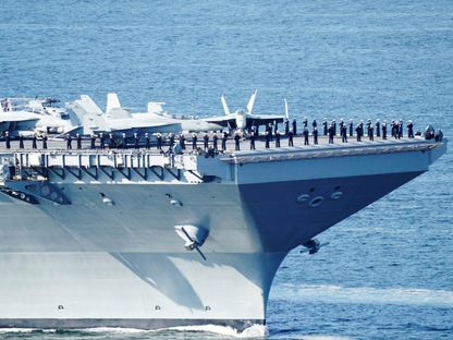 حاملة الطائرات الأميركية "USS Gerald R. Ford" في طريقها إلى مضيق أوسلو في النرويج- 24 مايو 2023 - Reuters - Reuters