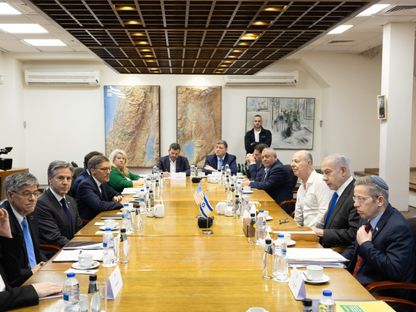اجتماع وزير الخارجية الأميركي أنتوني بلينكن مع رئيس الوزراء الإسرائيلي وأعضاء حكومة الحرب في تل أبيب، 22 مارس 2024 - twitter/SecBlinken