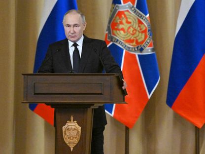 الرئيس الروسي فلاديمير بوتين خلال اجتماع إدارة جهاز الأمن الفيدرالي (FSB) في موسكو. 19 مارس 2024 - AFP