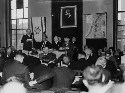 مؤتمر الحركة الصهيونية العالمية في العاصمة البريطانية لندن. 2 أغسطس 1945 - Getty Images