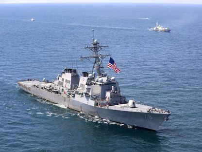 مدمرة الصواريخ الأميركية USS Porter خلال تدريبات بحرية متعددة الجنسيات بمشاركة الولايات المتحدة وأوكرانيا في البحر الأسود- 25 يوليو 2020 - Reuters