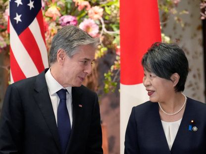 وزير الخارجية الأميركي أنتوني بلينكن يحضر اجتماعات وزراء خارجية مجموعة السبع في طوكيو. 8 نوفمبر 2023 - Reuters