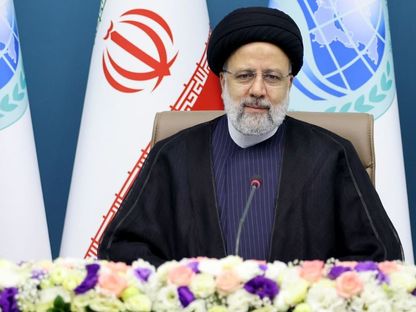 الرئيس الإيراني إبراهيم رئيسي يحضر الاجتماع الافتراضي لمنظمة شنغهاي للتعاون. طهران 4 يوليو 2023 - AFP