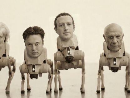 عمل صادم لفنان أميركي: وجوه رؤساء شركات التكنولوجيا على كلاب روبوتية