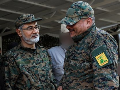 صورة نشرها حزب الله للقيادي إبراهيم عقيل (يسار) - "حزب الله"