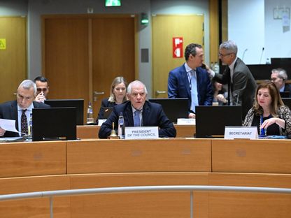 جوزيب بوريل منسق الشؤون السياسية والأمنية بالاتحاد الأوروبي يرأس اجتماع وزراء الخارجية في بروكسل. 19 فبراير 2024 - AFP