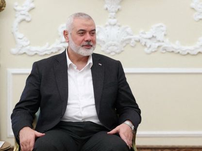 إسماعيل هنية رئيس المكتب السياسي لحركة "حماس" خلال زيارة إلى طهران. 27 مارس 2024 - Reuters