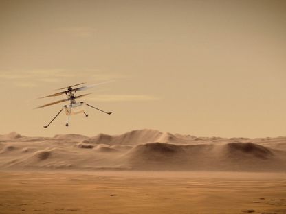 مروحية Ingenuity Mars تحلق فوق المريخ في رسم توضيحي غير مؤرخ مقدم من مختبر الدفع النفاث في باسادينا. كاليفورنيا. 25 يناير 2024 - Reuters