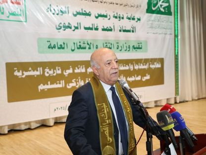 رئيس وزراء حكومة الحوثيين أحمد غالب الرهوي خلال فعالية في صنعاء 25 أغسطس 2025 - Saba net