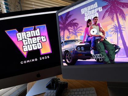 إعلان لعبة GTA 6 تظهر على شاشة حاسوب في كاليفورنيا بالولايات المتحدة. 5 ديسمبر 2023 - AFP