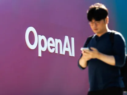 شعار OpenAI خارج مقر انعقاد مؤتمر صحافي للشركة في سيول، كوريا الجنوبية. 10 سبتمبر 2025 - Bloomberg