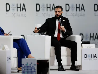 الرئيس السوري أحمد الشرع خلال "منتدى الدوحة 2025". 6 ديسمبر 2025 - REUTERS