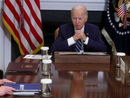 الرئيس الأميركي جو بايدن خلال اجتماع في البيت الأبيض. واشنطن. 21 نوفمبر 2023 - Reuters