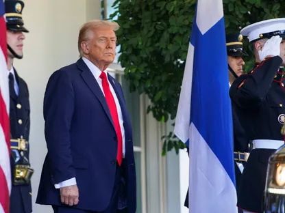 الرئيس الأميركي دونالد ترمب يستقبل نظيره الفنلندي ألكسندر ستوب في البيت الأبيض. 9 أكتوبر 2025 - REUTERS