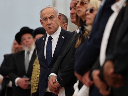 رئيس الوزراء الإسرائيلي بنيامين نتنياهو يحضر احتفالاً في القدس. 29 أبريل 2025 - Reuters