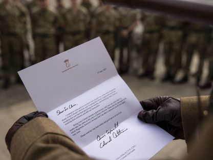 صورة نشرها الحرس الإيرلندي لرسالة اعتذار الأميرة كيت لتغيبها عن حضور عرض عسكري. 8 يونيو 2024 - الحرس الإيرلندي - عبر X