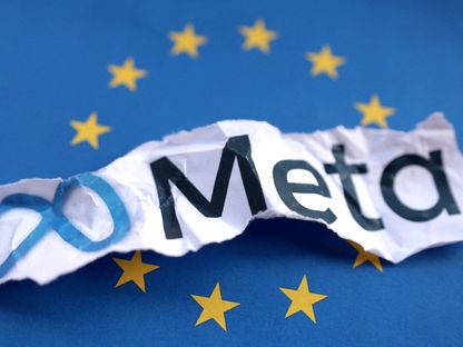 صورة توضح شعار شركة ميتا والاتحاد الأوروبي. 22 مايو 2023 - Reuters