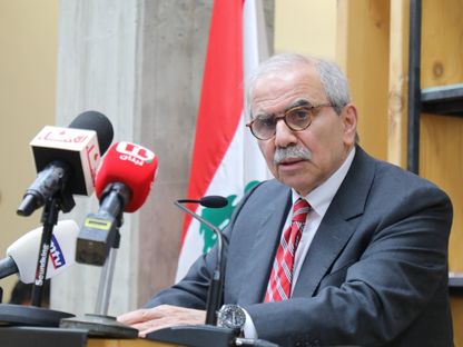 رئيس الوزراء اللبناني نواف سلام خلال مؤتمر في بيروت، 30 أغسطس 2025 - grandserail