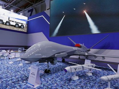 طائرة مسيرة صينية من طراز WJ-700 خلال معرض تشوهاي الجوي في جنوب الصين. 14 نوفمبر 2024 - Reuters