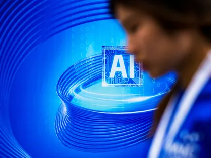 شعار الذكاء الاصطناعي خلال المؤتمر العالمي للذكاء الاصطناعي (WAIC) في شنغهاي، الصين، 6 يوليو 2023 - REUTERS