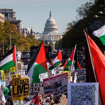 بالصور.. الآلاف في احتجاجات "غير مسبوقة" بواشنطن لدعم الفلسطينيين