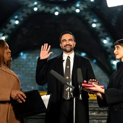 مصحف من سوريا العثمانية أقسم عليه ممداني معروض في مكتبة نيويورك