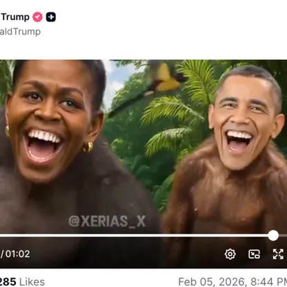 ترمب ينشر مقطع فيديو لأوباما وزوجته "على هيئة قردة"
