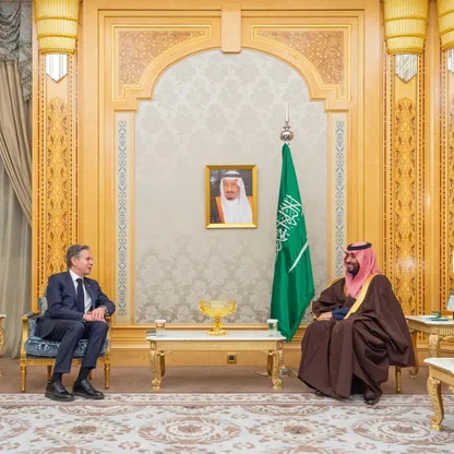 ولي العهد السعودي يلتقي وزير الخارجية الأميركي في الرياض