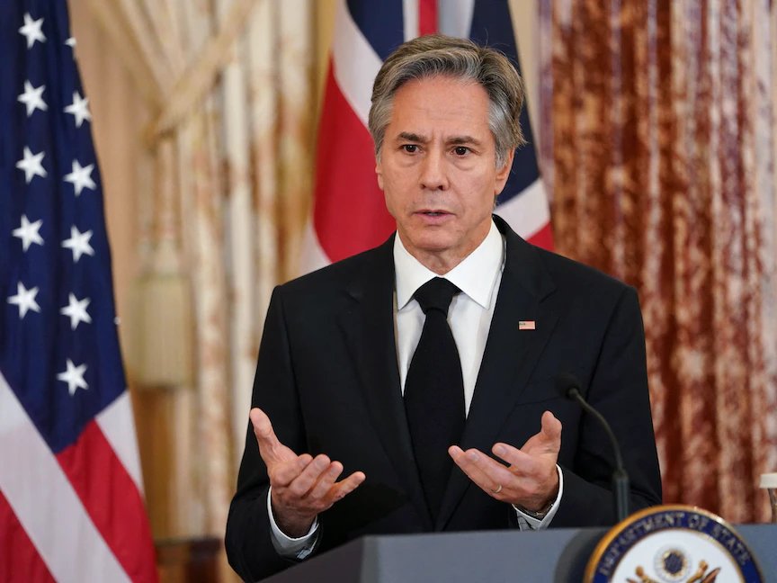 وزير الخارجية الأميركي أنتوني بلينكن خلال مؤتمر صحافي في مقر الخارجية الأميركية، واشنطن- 17 يناير 2023 - REUTERS