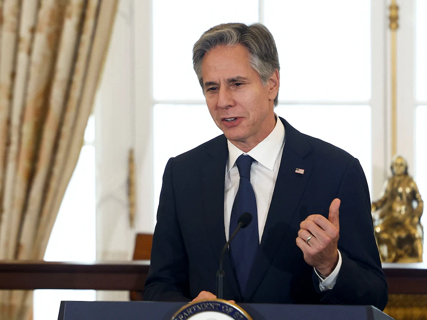 وزير الخارجية الأميركي أنتوني بلينكن خلال كلمة بمقر وزارة الخارجية في العاصمة واشنطن. 29 يونيو 2023 - REUTERS